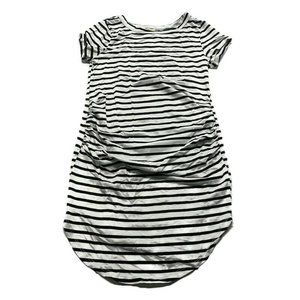 Heart & Hips Maternity Mini Shirt Dress Striped Black White Women's Size Small